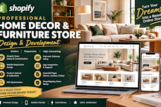 design home decor shopify store, furniture website and interior design store