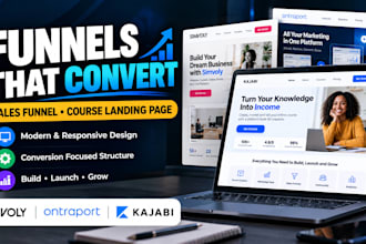 build simvoly sales funnel ontrapages funnel kajabi online course landing page