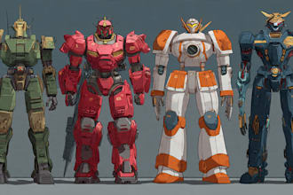 draw amazing character mecha robot illustration