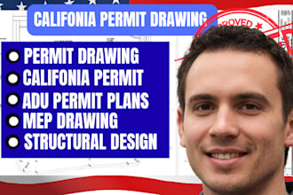 create california, texas permit drawings for adu, deck, garage, structural plan