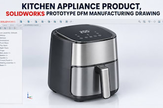 design kitchen appliance product, solidworks prototype dfm manufacturing drawing