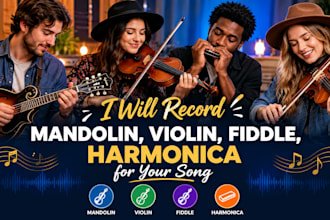 record mandolin, violin, harmonical and fiddle for your song
