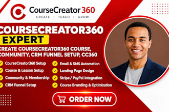 create coursecreator360 course, community,CRM funnel setup,cc360