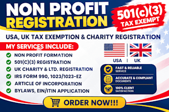 501c3 nonprofit registration, tax exempt, bylaws, 1023ez and reinstatement