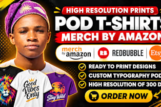 create bulk merch by amazon tshirt design for print on demand etsy pod store