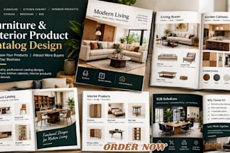 design furniture, kitchen cabinet, interior product brochure, catalog, b2b