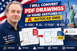 convert PDF drawings or hand sketches to autocad dwg