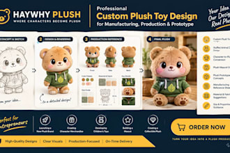 design custom plush toy for manufacturing plush production and plush prototype