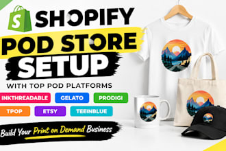 setup shopify pod store with inkthreadable gelato prodigi tpop etsy teeinblue