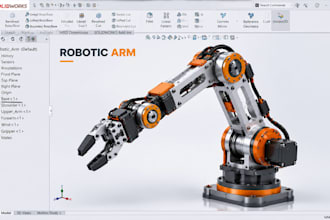 design robotic arm cad, robot parts,mechanical assemblies, solidworks prototypes