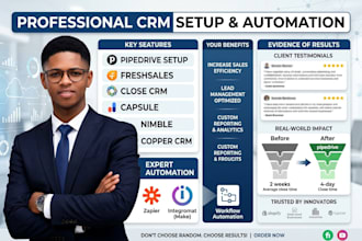 set up pipedrive freshsales close CRM capsule nimble copper CRM and automation