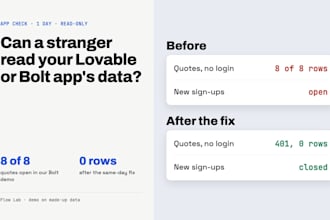 fix your lovable app bugs and supabase security, also bolt and cursor apps