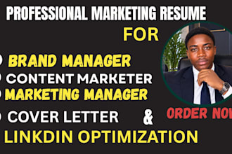 write a professional ats friendly marketing resume and CV