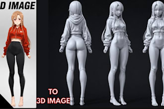 2d character to 3d model,facial expression,anatomy sculpt,game ready for 3dprint