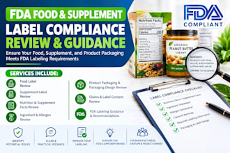provide fda label review and supplement label compliance review