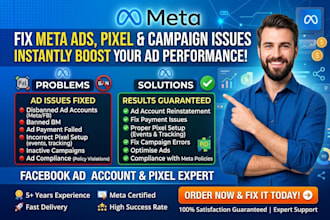fix meta ads payment, pixel, campaign and facebook ad account