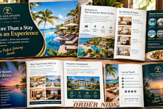 design hotel, resort, hospitality services brochure, property, investment