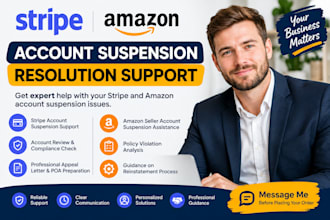 help you resolve stripe and amazon account suspension issues