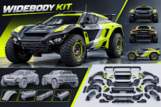 3d car model widebody kit 3d car modeling truck model custom body kit body kit