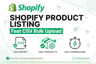 do shopify product listing and ecommerce data entry