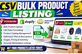 do CSV bulk product listing on poshmark shopify mercado libre marketplace store