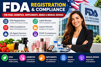do fda registration, fda compliance, US agent, product listing and label review