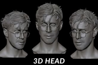 sculpt custom 3d head miniature action figure stl head model for 3d printing