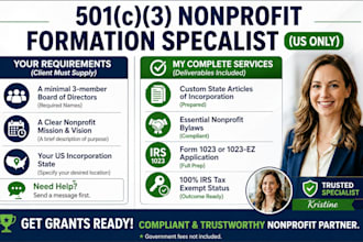 do 501c3 nonprofit formation registration and form 1023 tax exempt