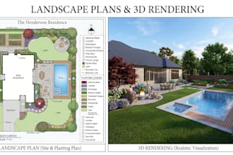 design and render master plan, site plan, landscape plans and 3d rendering