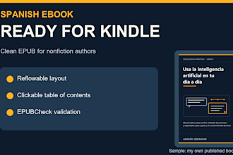 format your spanish nonfiction ebook into a clean kindle epub