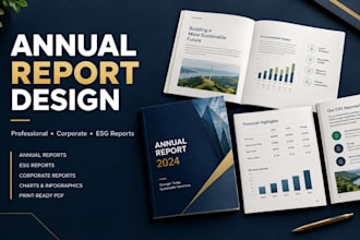 design modern annual report, corporate report, esg report and business report