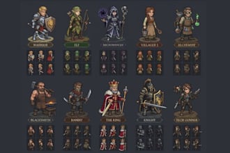 create 2d pixel art nft retro pixel spritesheets rpg pixel character sprites