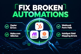fix broken webhooks, make, zapier, and hubspot automations