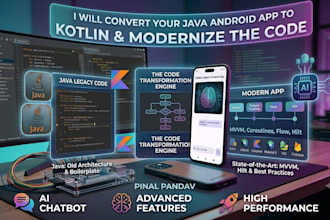 convert your java android app to kotlin and modernize the code