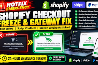 fix shopify checkout freeze payment gateway error and cart bugs