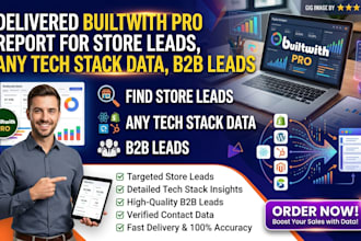 delivered builtwith pro report for store leads, any tech stack data, b2b leads