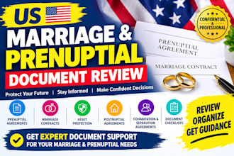 review your US prenuptial and marriage agreement document