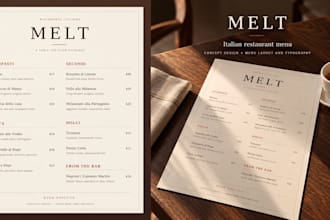 design an elegant restaurant menu or cafe menu