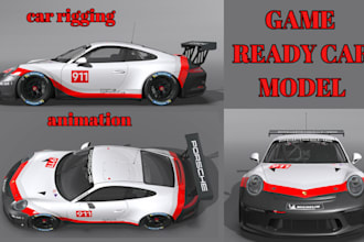 create game ready 3d car model rig racing car game asset for unreal engine unity