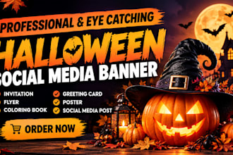 design spooky halloween flyers, posters, invites, social media posts, banners
