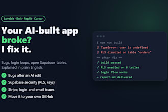fix bugs and security issues in your lovable, bolt or replit app