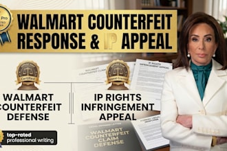 draft a legal walmart counterfeit response or intellectual property appeal