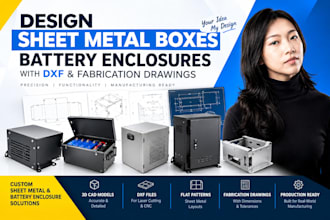 design sheet metal boxes battery enclosures with dxf fabrication drawings