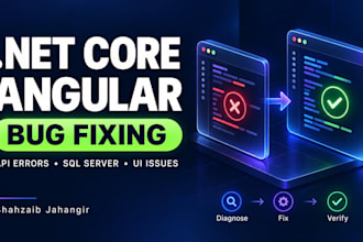 fix dot net core and angular bugs and sql server errors