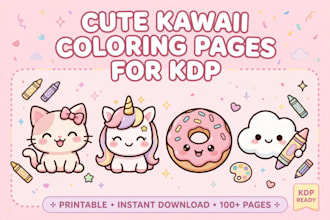 create cute kawaii coloring pages for amazon KDP kids book