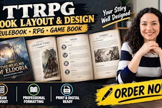 design ttrpg book layout rpg rulebook d and d formatting game book pdf layout
