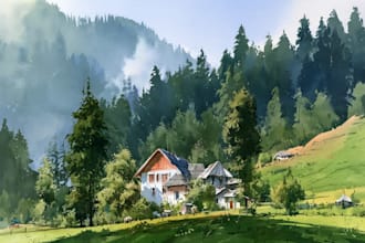 paint landscapes in watercolor