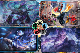 design custom anime, gaming and fantasy playmat artwork, mtg, tcg for card games
