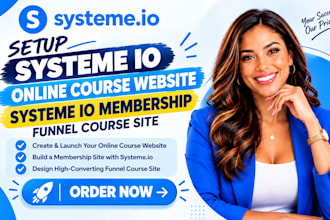 setup systeme io online course website systeme io membership funnel course site
