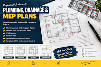 draft plumbing drainage permit drawings and mep